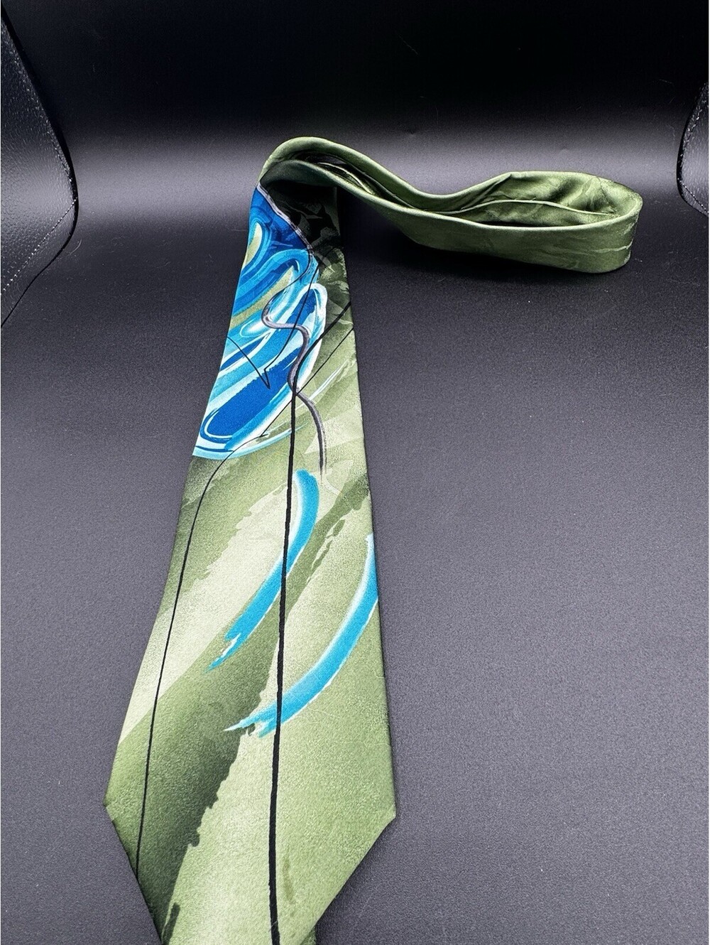 Jerry Garcia Duckworm Alarm Silk Tie Collection 58 Abstract Art Green Blue